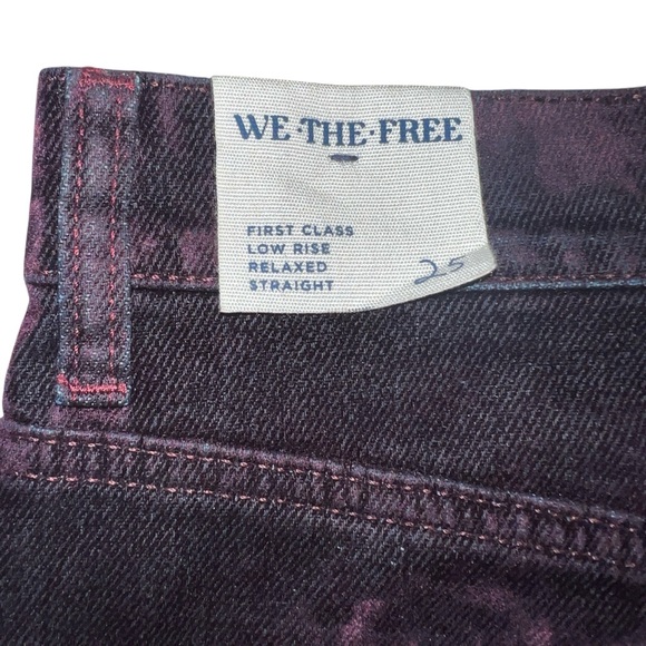 We The Free First Class Relaxed Straight Flocked Jeans Wine Tasting size 25 NWT - Picture 8 of 16